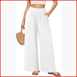 Wide Leg Palazzo Pants High Waisted Casual Summer Flowy with Pockets